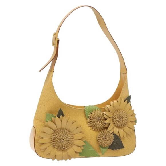 Salvatore Ferragamo Sunflower Shoulder Bag Canvas Yellow Auth 133137 - Picture 2 of 16